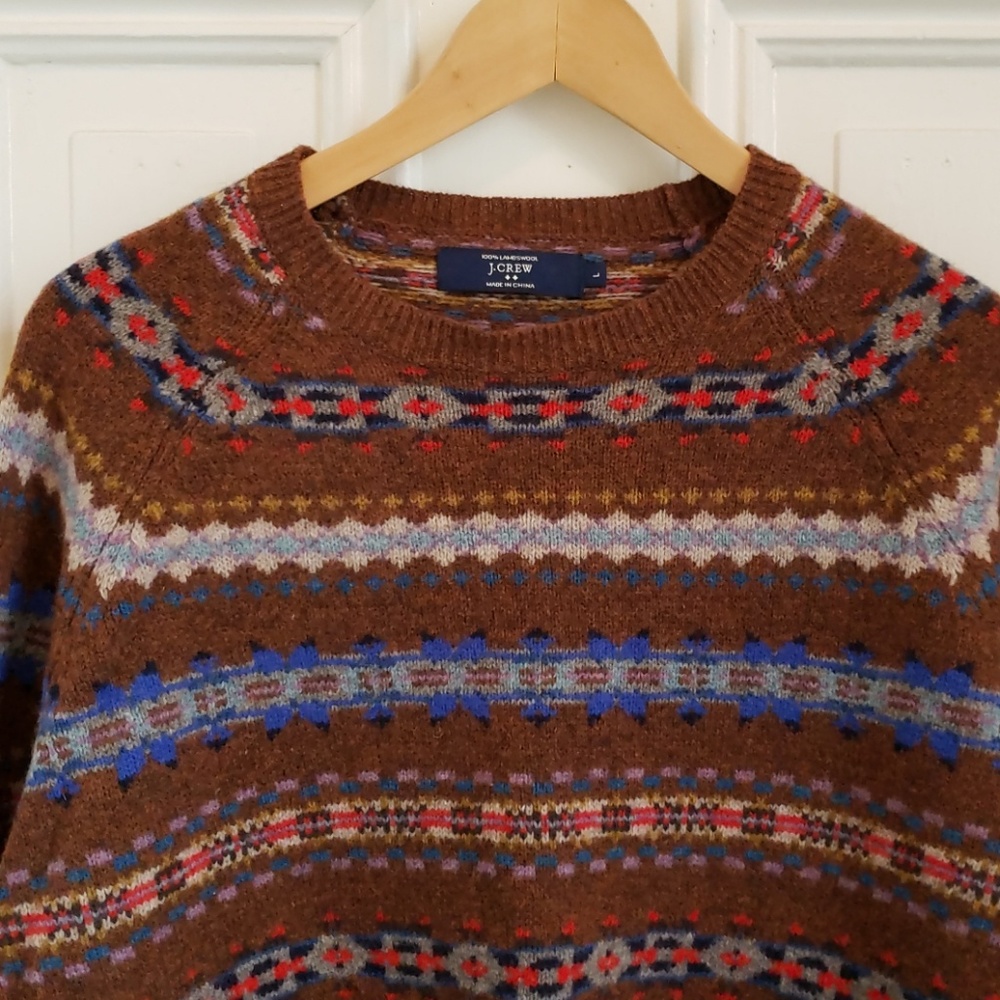 J Crew Fair Isle Sweater Mens Size L